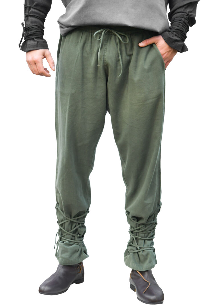 Pantalon Thalor à laçages – vert olive foncé