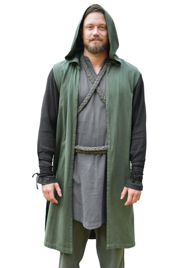 Surcot à capuche Lorun – vert olive foncé