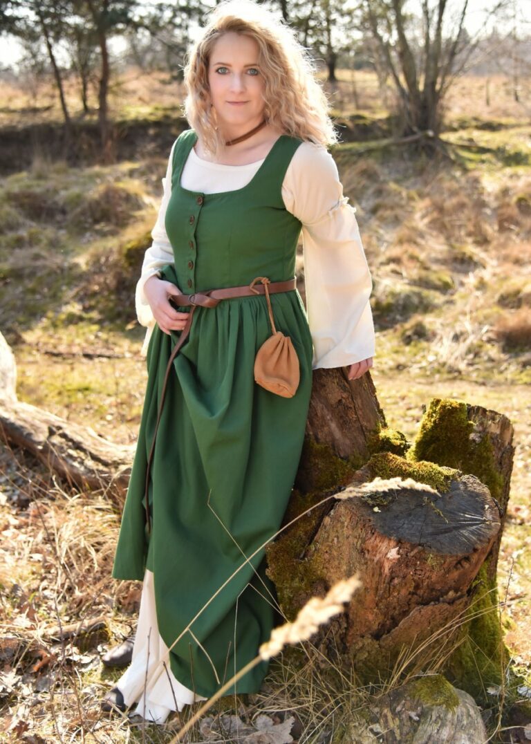 Robe médiévale sans manches Lene, verte