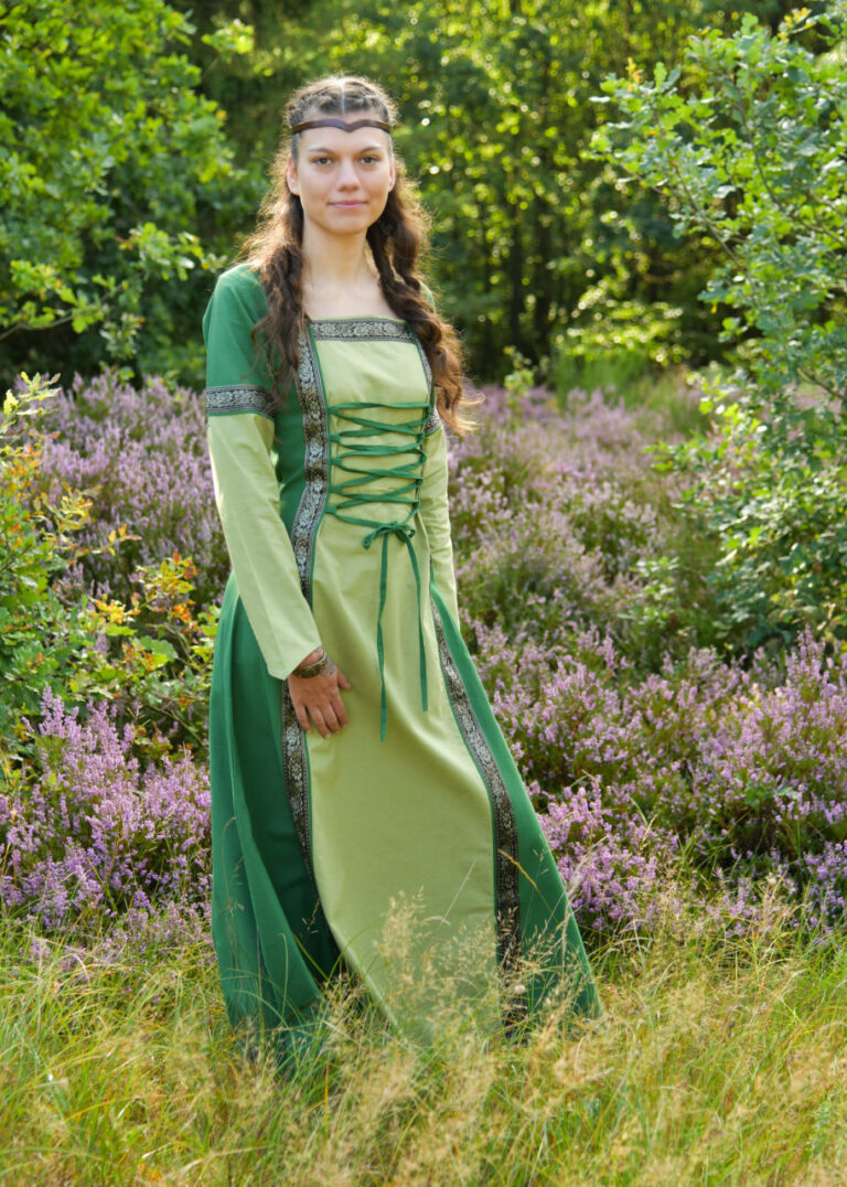 Robe médiévale Eleanor, vert et vert délavé