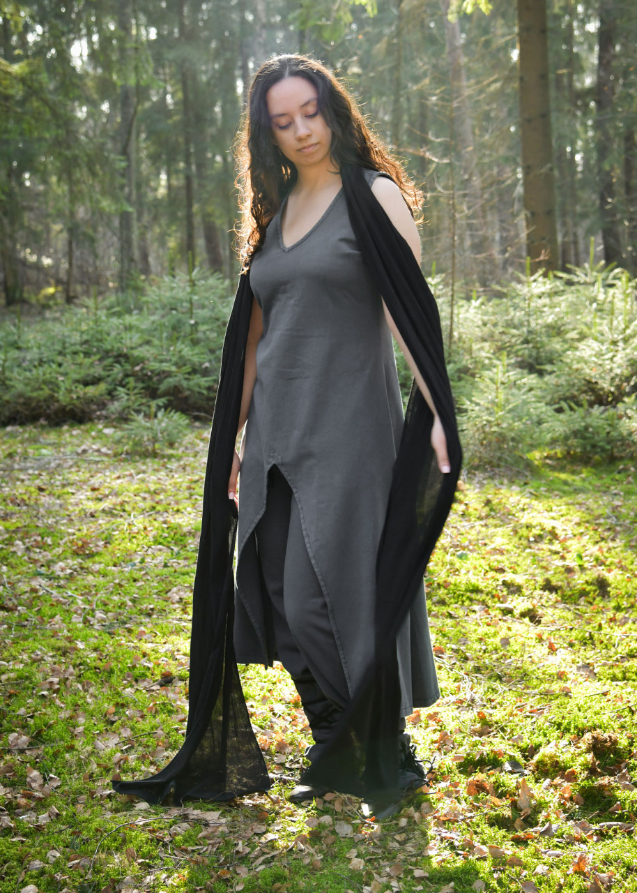 Robe sans manches Ilora avec châle-ceinture, grise – Image 2
