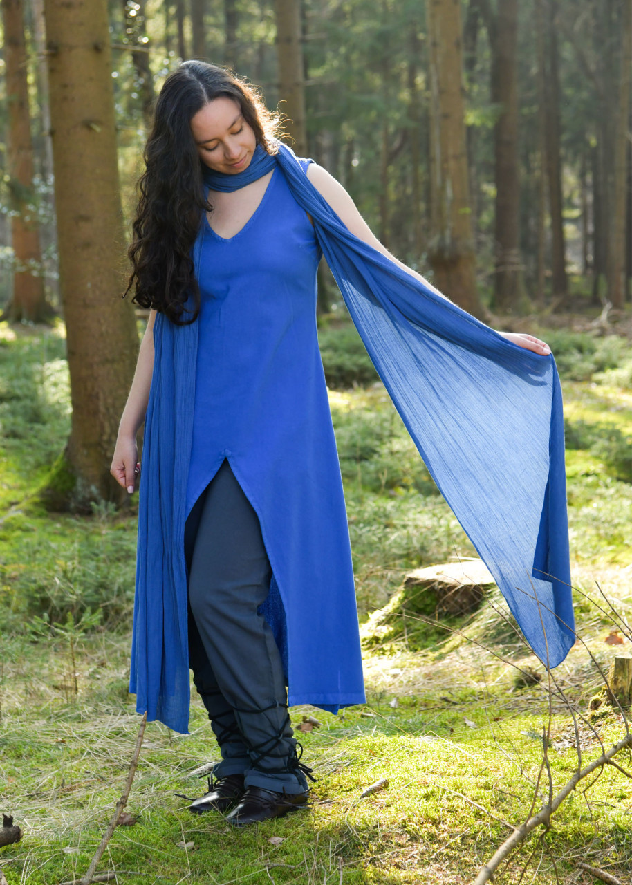 Robe sans manches Ilora avec châle-ceinture, bleu bleuet – Image 2