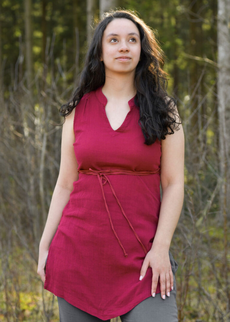 Tunique femme Nimith, rouge bordeaux délavé