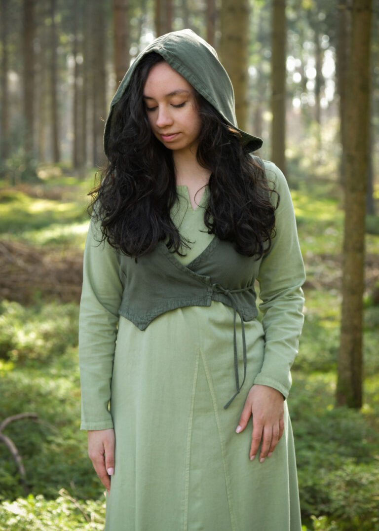 Gilet femme Nalen à capuche, vert olive foncé