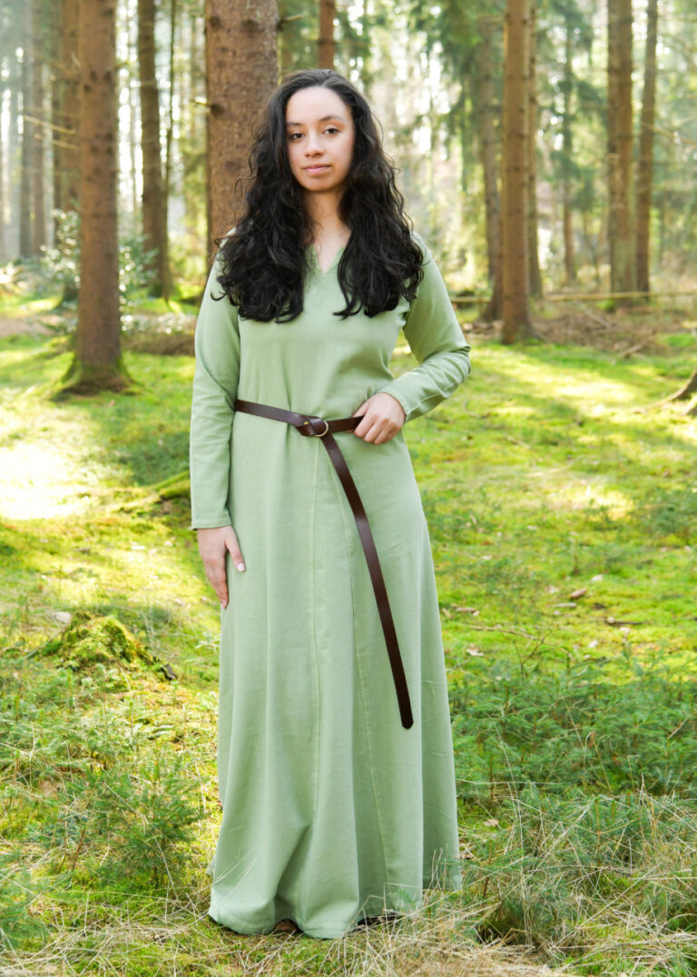 Robe médiévale Tyra, vert délavé