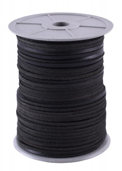 Lacet cuir carré – cuir noir, bobine de 50 m