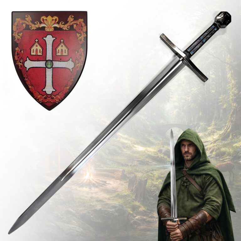 Épée de Robin des Bois – réplique acier avec support mural
