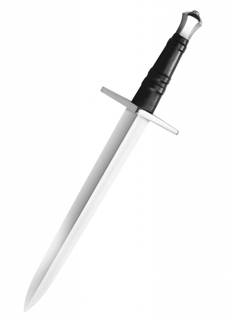 Dague bâtarde Cold Steel affûtée avec fourreau en cuir noir