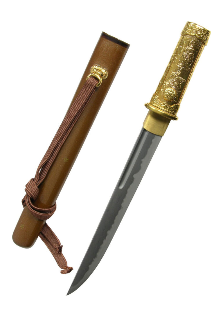 Tanto Bushido – Hanwei, poignée en laiton doré décorée en relief