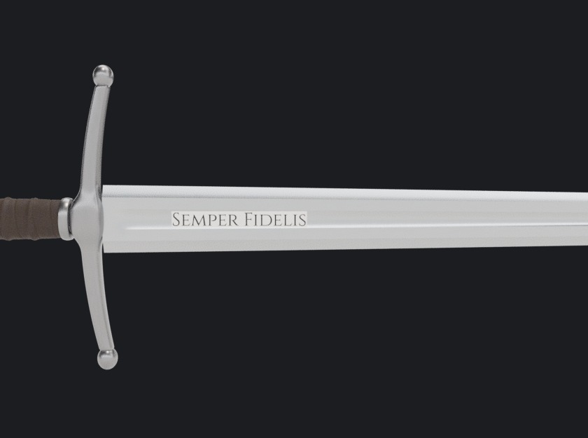 Aperçu 3D d’une lame gravée « Semper Fidelis »