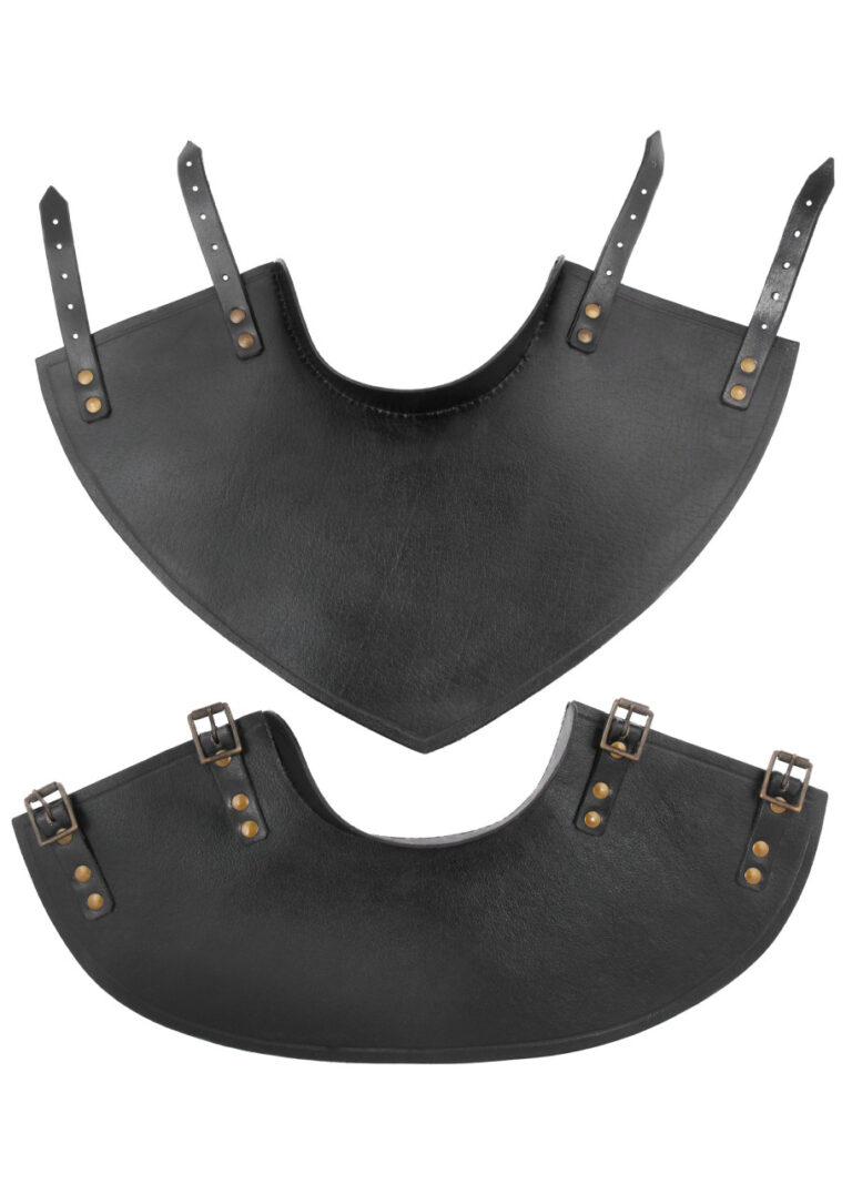 Colletin en cuir noir Balor avec sangles à boucles