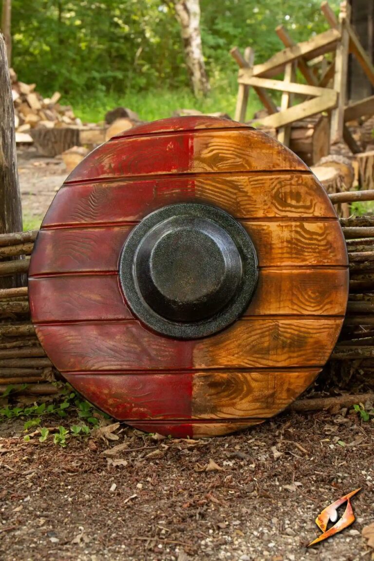 Bouclier GN Drang Epic Armoury en mousse – version rouge et bois clair