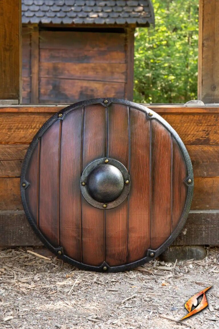Bouclier GN viking Epic Armoury en mousse – version bois sombre