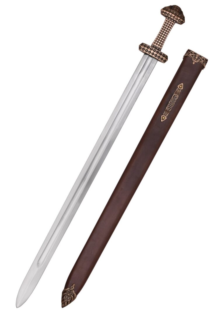Épée viking à garde en bronze, lame en acier carbone