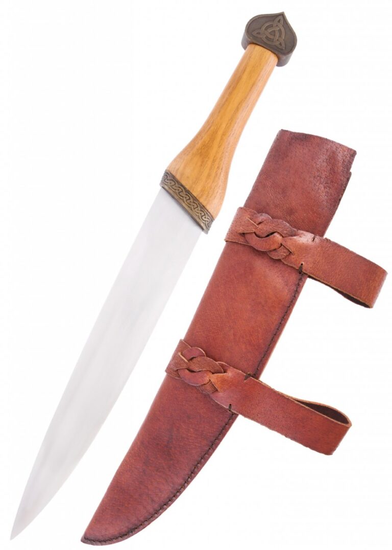 Scramasaxe saxon Hanwei à lame affûtée avec fourreau en cuir