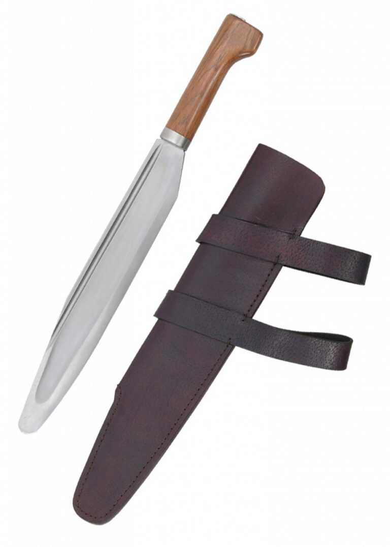 Scramasaxe de reconstitution Hanwei à lame émoussée et fourreau en cuir