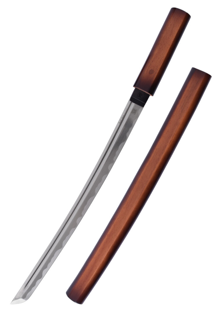 Wakizashi shirasaya bois foncé – Marto, acier inoxydable AISI 420