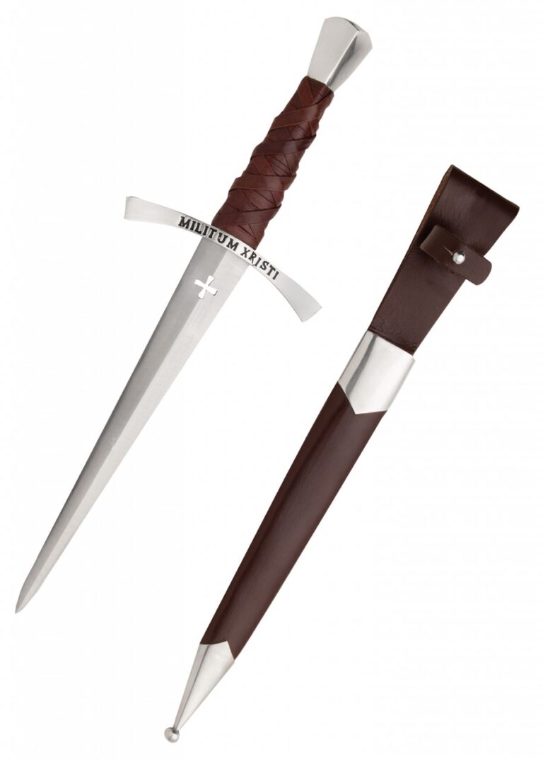 Dague templière Faithkeeper Windlass avec son fourreau en cuir