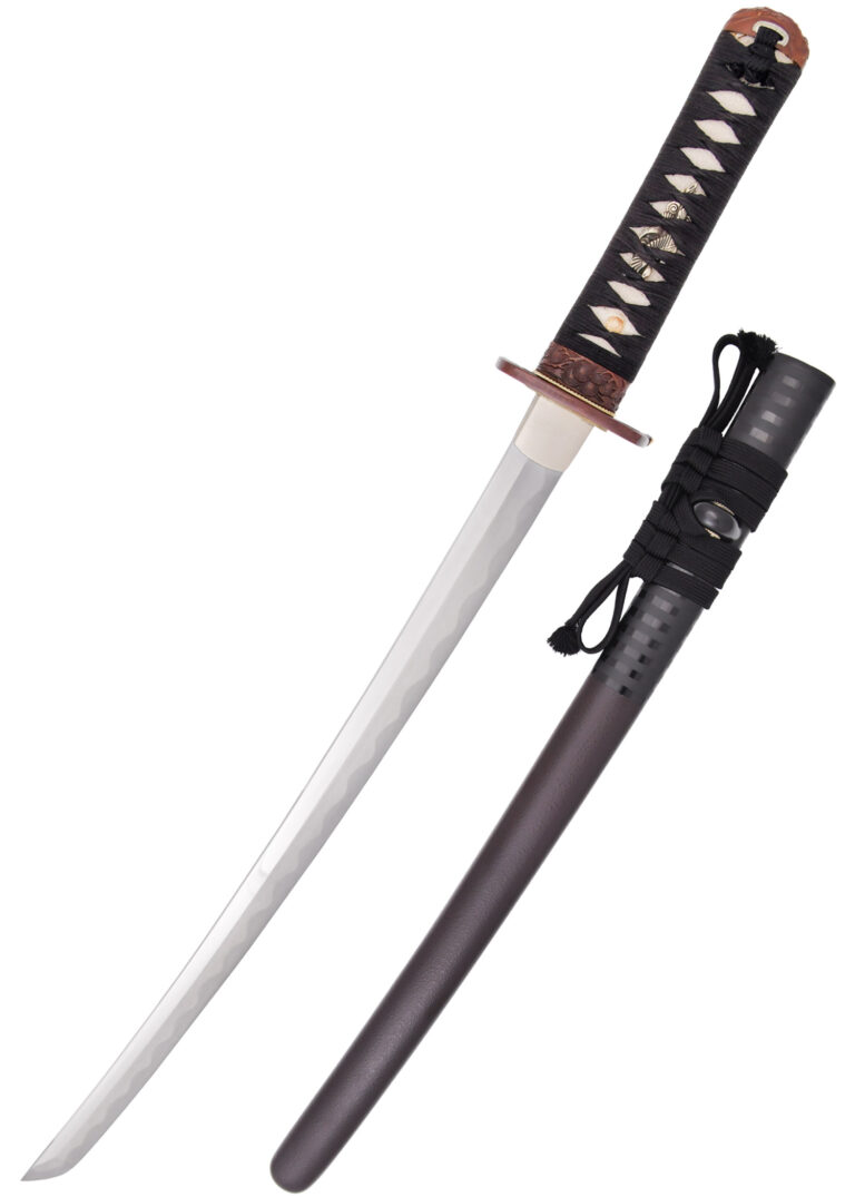 Wakizashi Pine Crane – Dragon King, lame T10 et hamon marqué