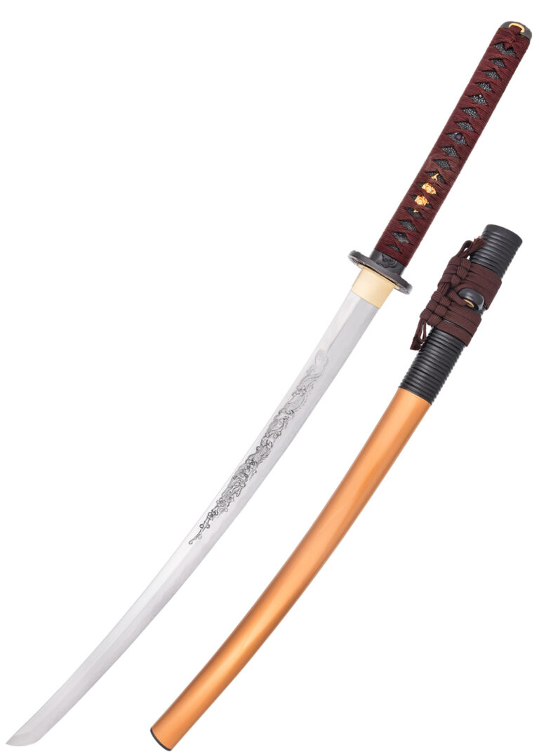 Katana Shi Shi Botan – Dragon King, lame pliée et horimono de dragon
