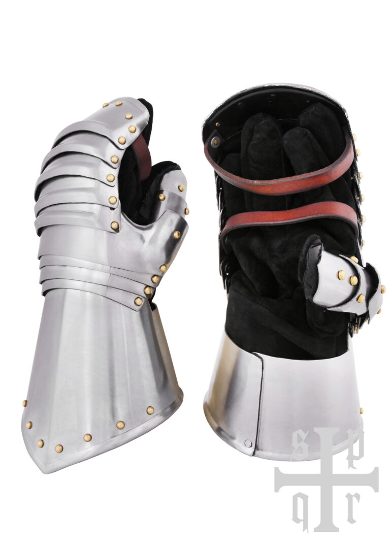 Demi-gantelets Maximiliens en acier 1,6 mm – paire – vue 1