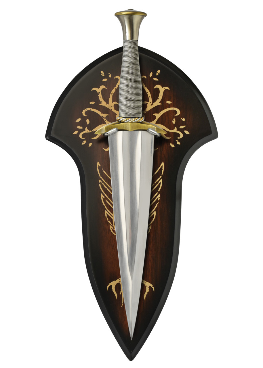 Dague de Boromir United Cutlery sur sa plaque murale de présentation