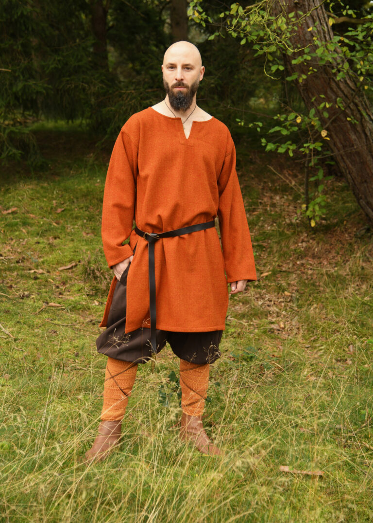 Tunique en laine à losanges – orange et rouge