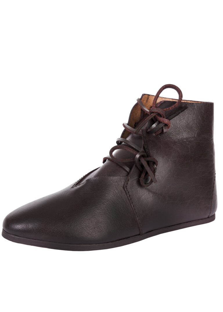 Bottines médiévales à 2 lacets brunes – vue 1