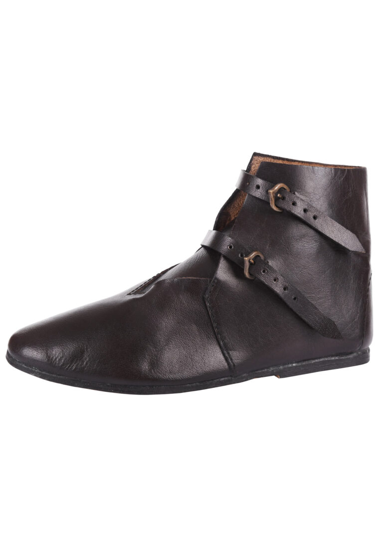 Bottines médiévales à boucles brunes – vue 1