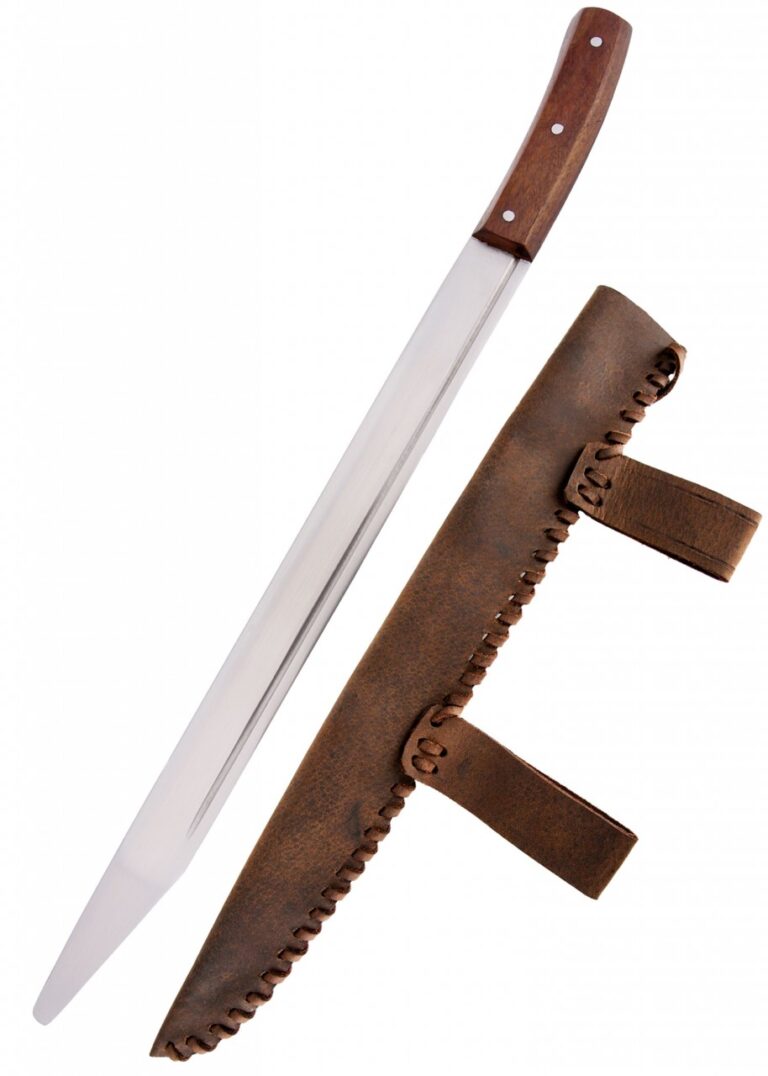 Sax de combat Ulfberth à lame émoussée et fourreau en daim