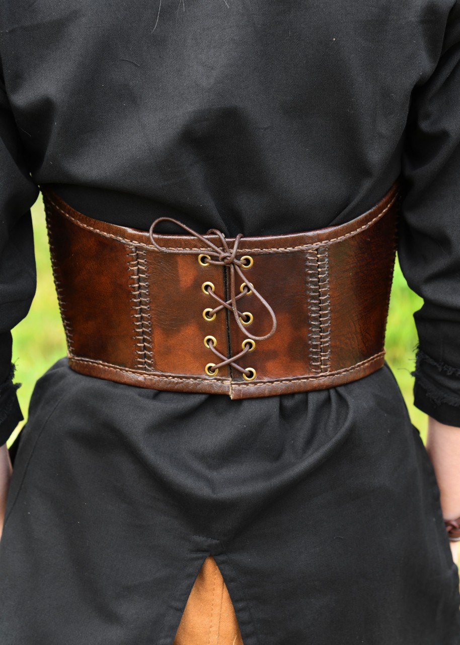 Serre-taille en cuir à détails métalliques, marron – Image 2
