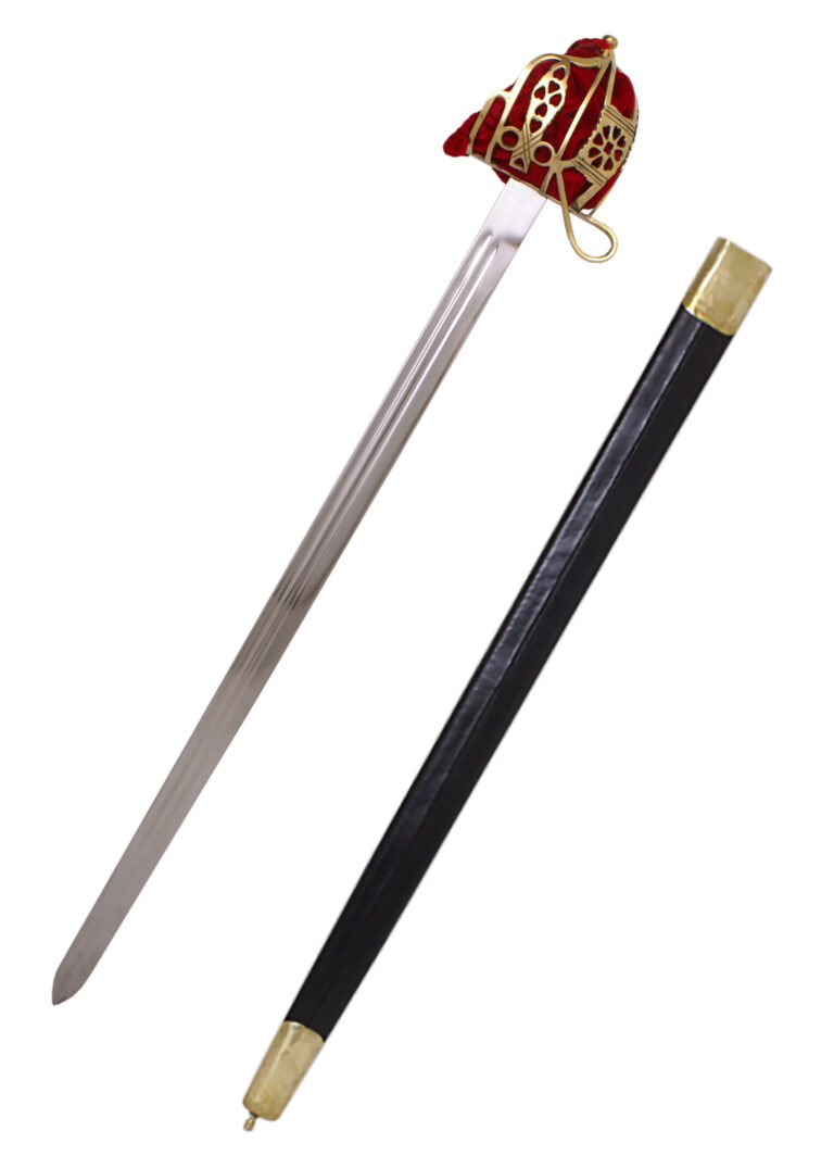 Épée écossaise à panier en laiton, vue d’ensemble
