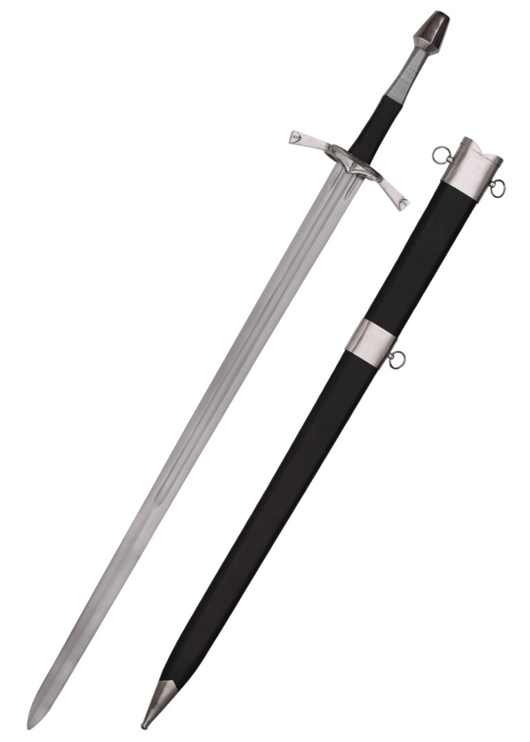 Épée longue à anneaux du XVe siècle, vue d’ensemble