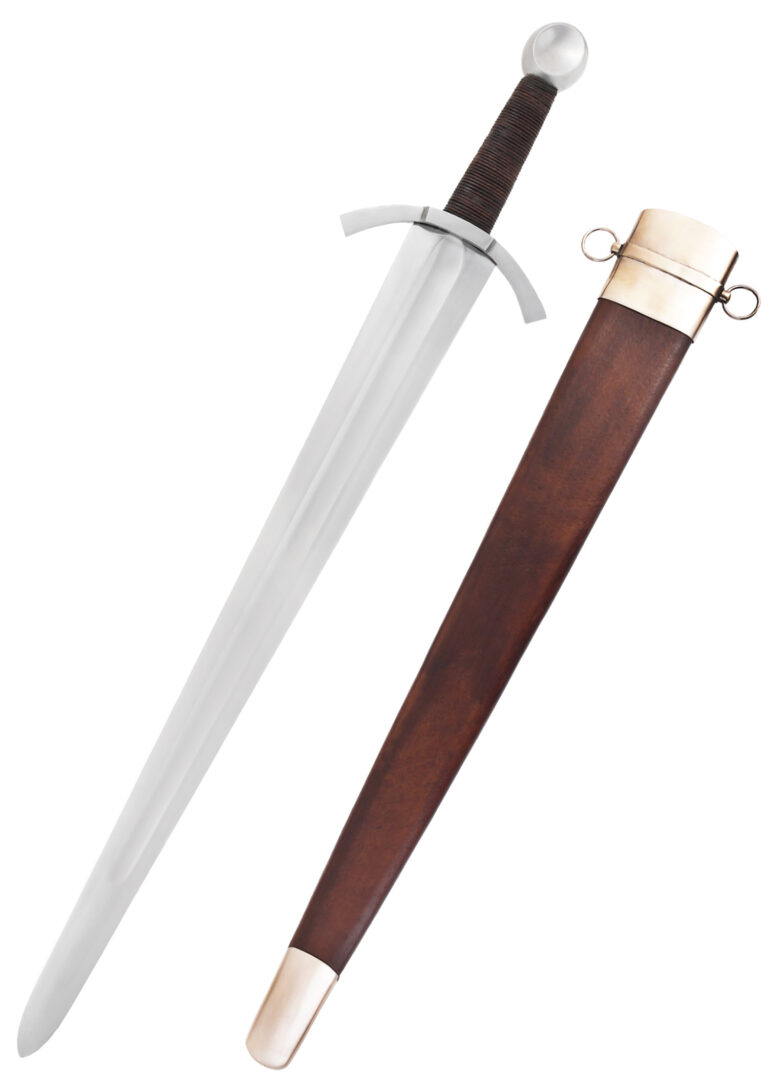 Épée médiévale décorative à une main, vue d’ensemble
