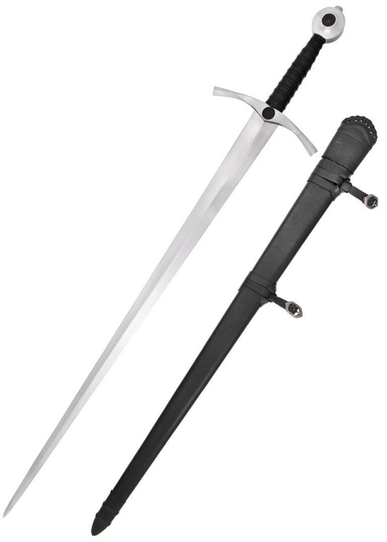 Épée bâtarde Snar avec fourreau en bois et cuir noir