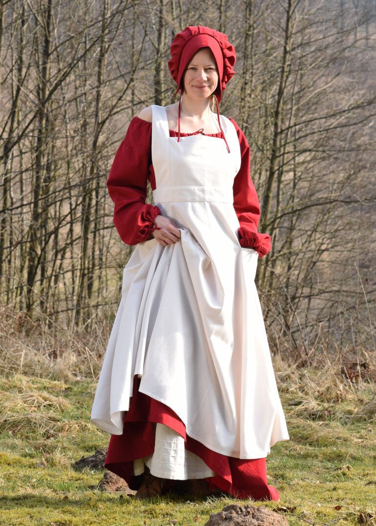 Robe-tablier médiévale Ruth naturelle — présentation du vêtement