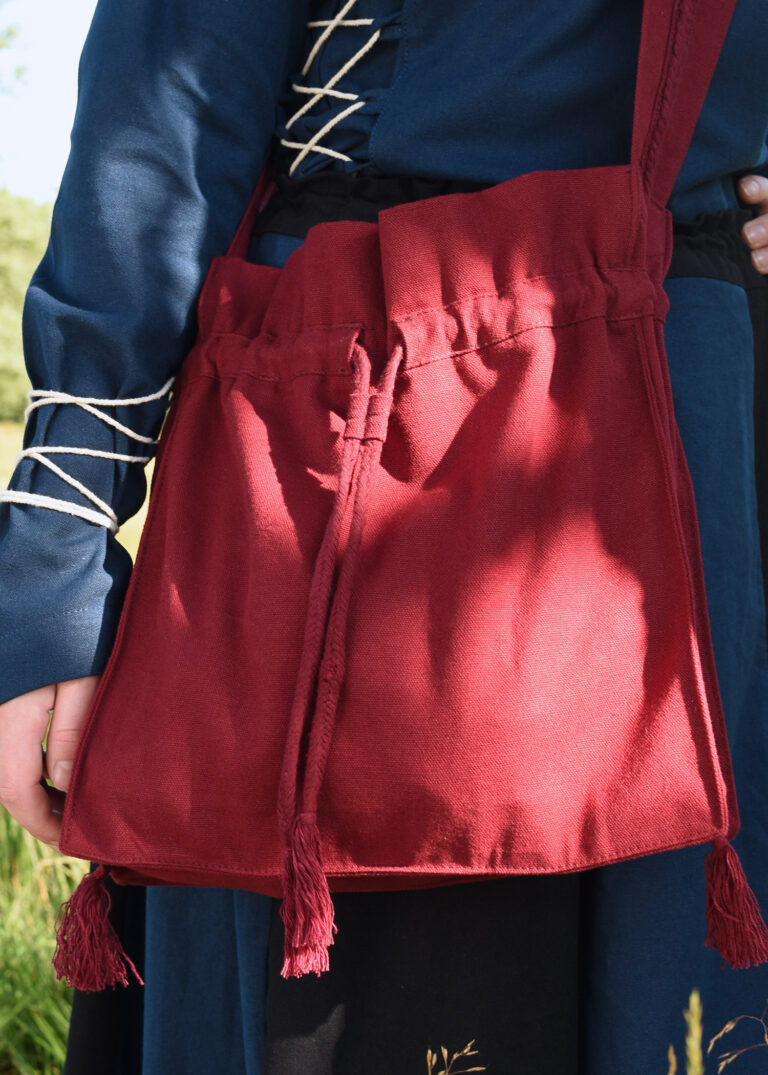 Sac de pèlerin en coton à cordon – plusieurs coloris – Bordeaux – photographie 1