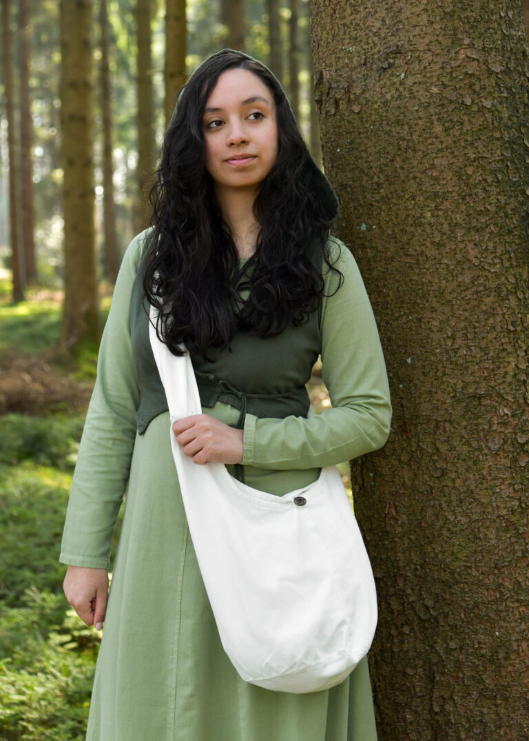 Sac médiéval en coton à bouton de bois – photographie 1