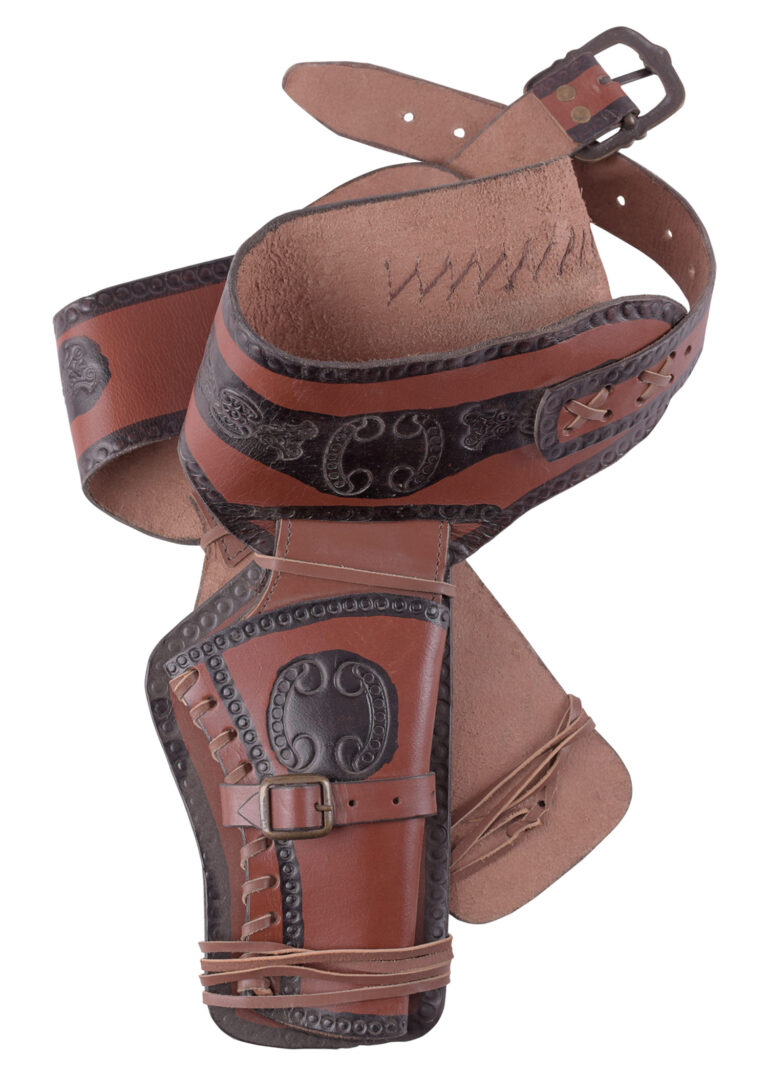 Ceinture de revolver western avec deux holsters, vue d’ensemble