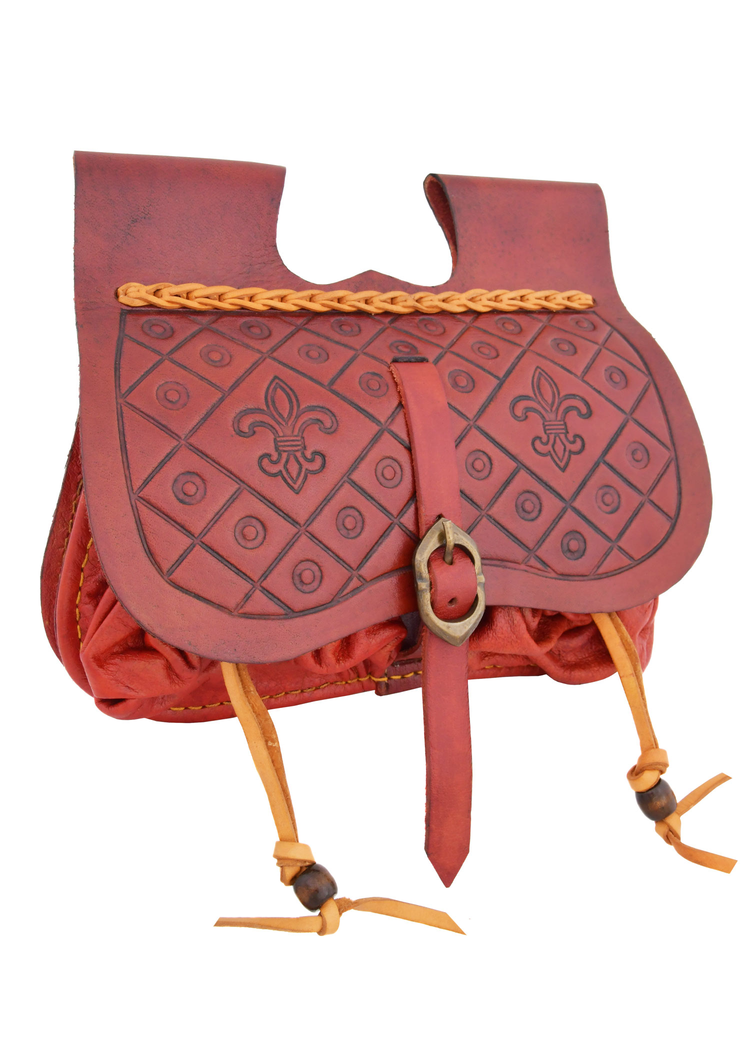Sacoche Dordrecht en cuir – XIVe-XVe siècle – Rouge – photographie 4