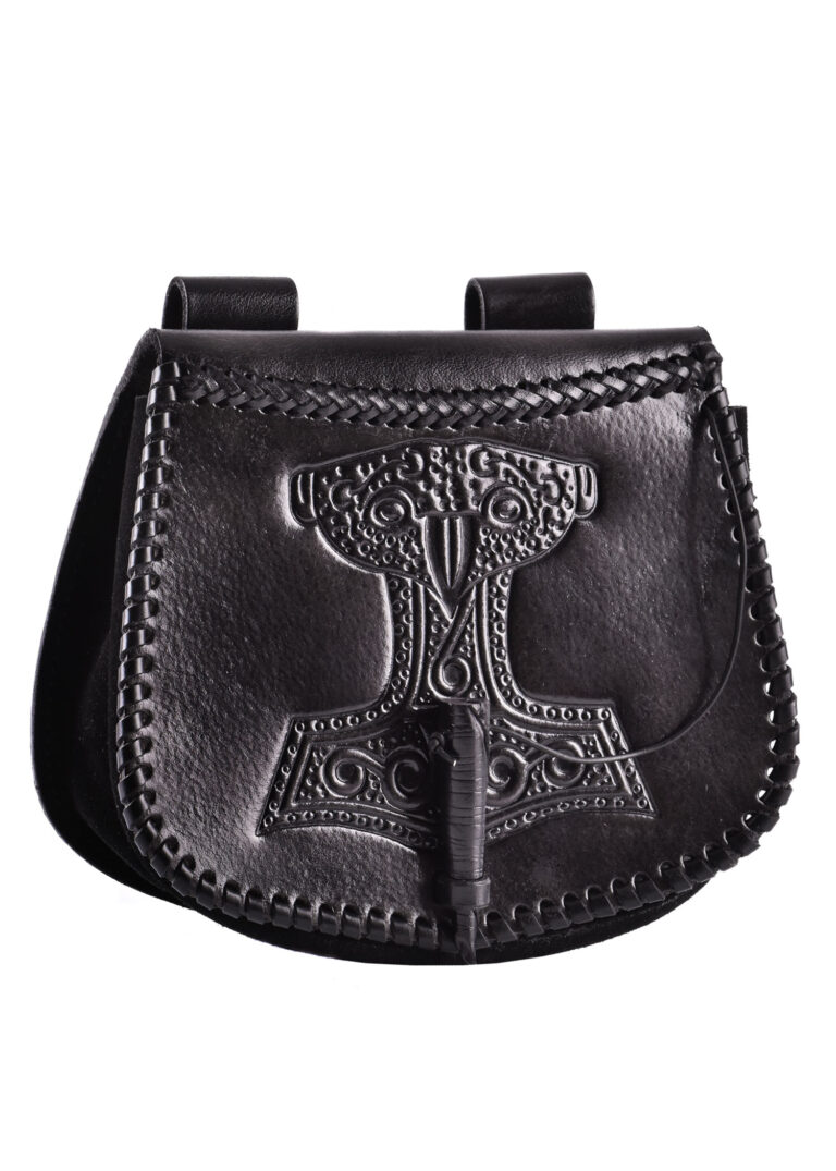 Sacoche Mjölnir en cuir noir – 20 cm – photographie 1