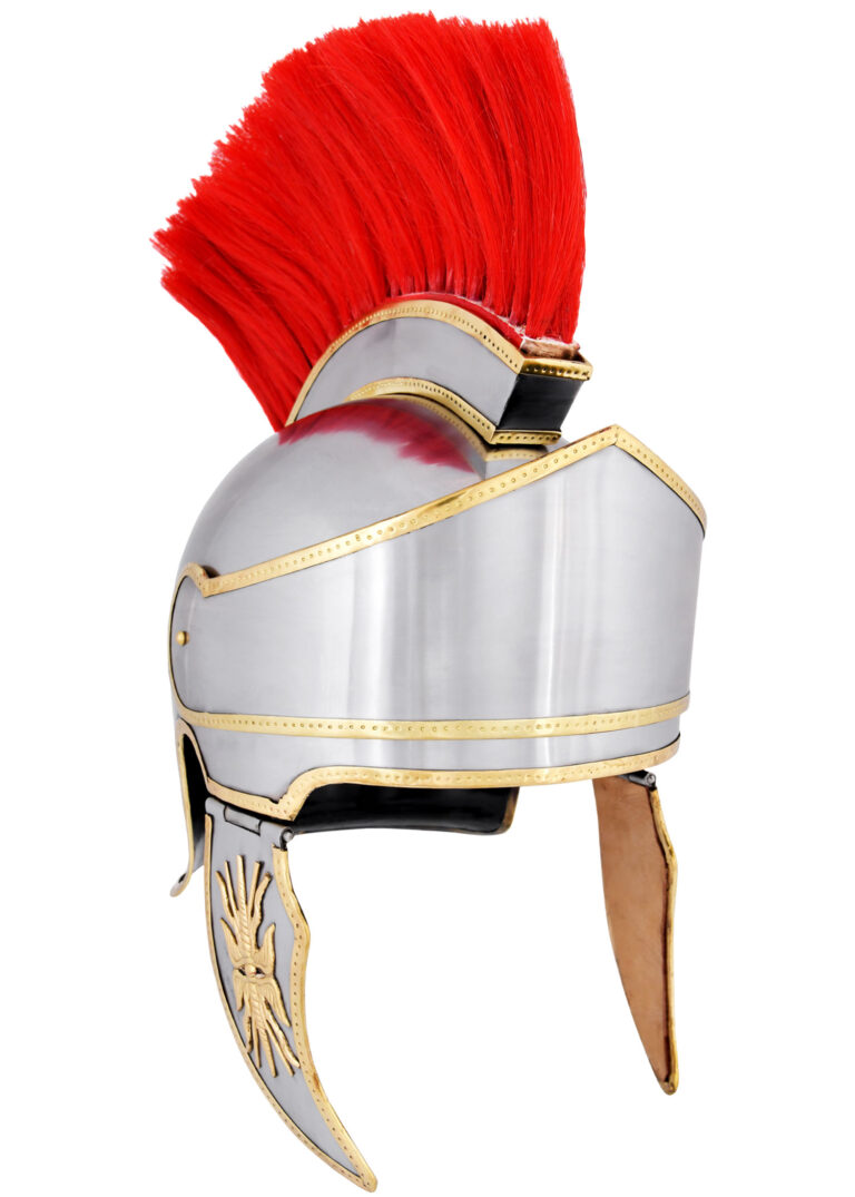Casque attique en acier avec crinière