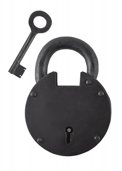 Cadenas rond en acier noir avec deux clés – 8,5 cm