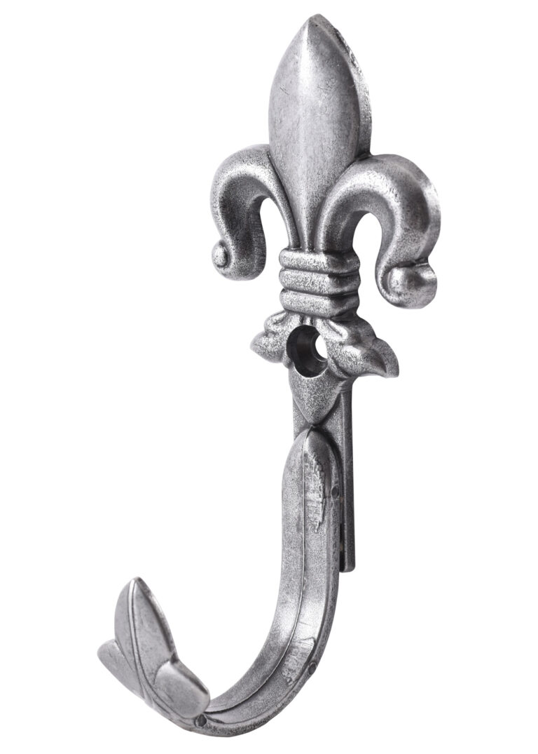 Supports fleur de lys argentés, lot de deux patères