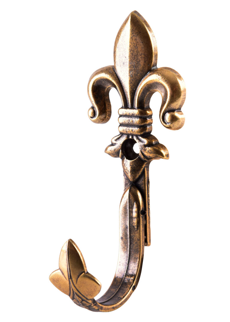 Supports fleur de lys laiton, lot de deux patères
