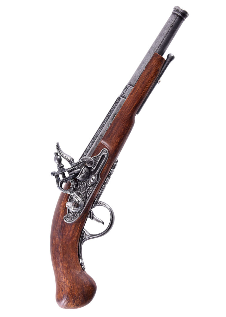 Pistolet à silex anglais, réplique décorative, vue d’ensemble