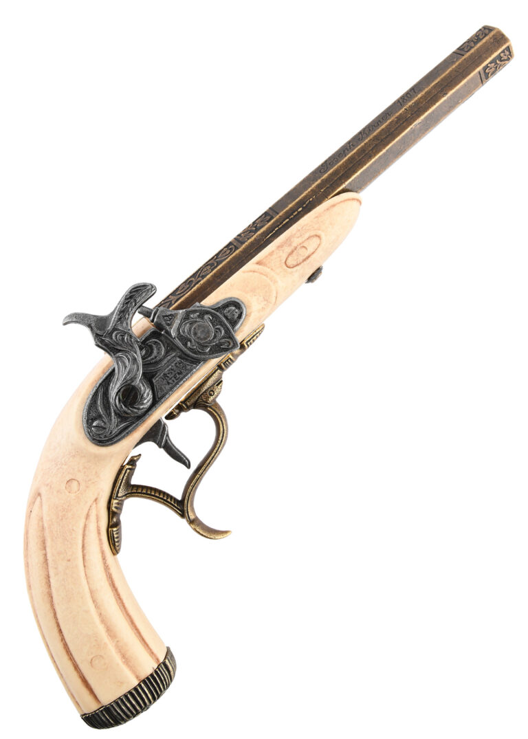 Pistolet à percussion Kirner ivoire, vue d’ensemble de la réplique