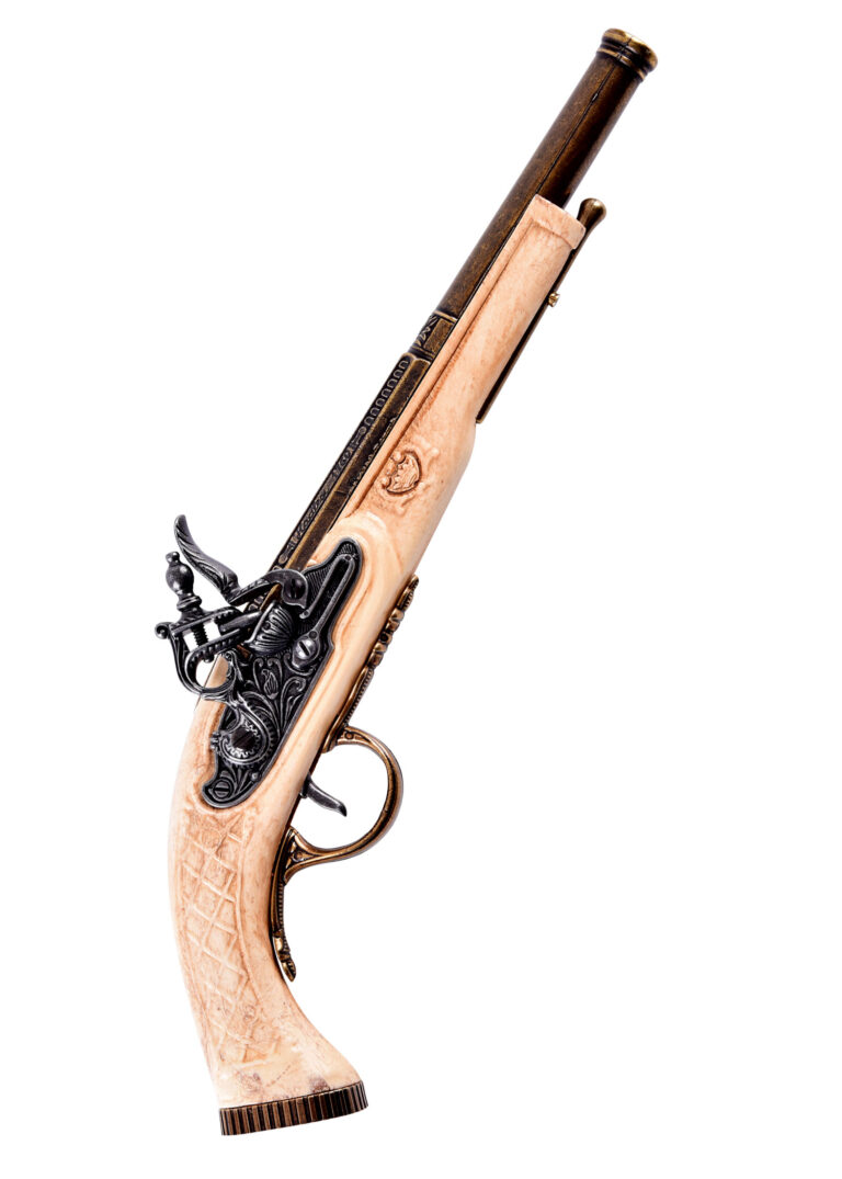 Pistolet à silex Hadley, réplique décorative, vue d’ensemble