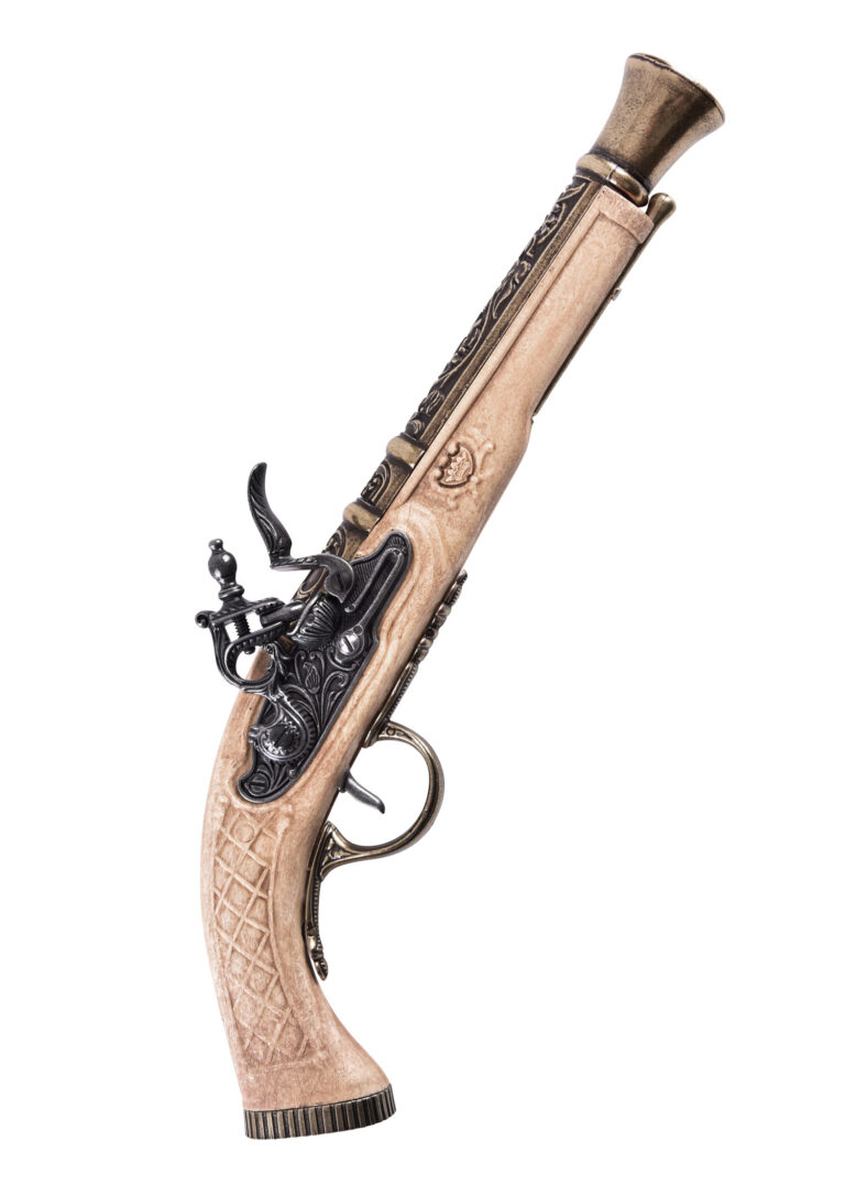 Pistolet espingole à crosse façon ivoire, vue d’ensemble