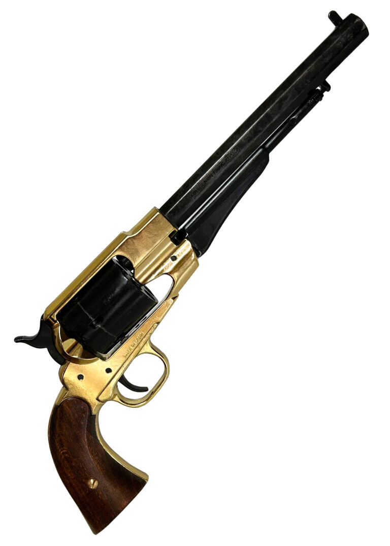 Remington 1858 Converted noir et laiton, vue d’ensemble